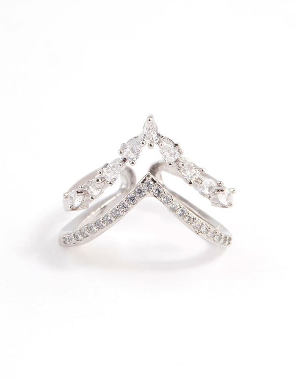 Silver Elegant V Ring