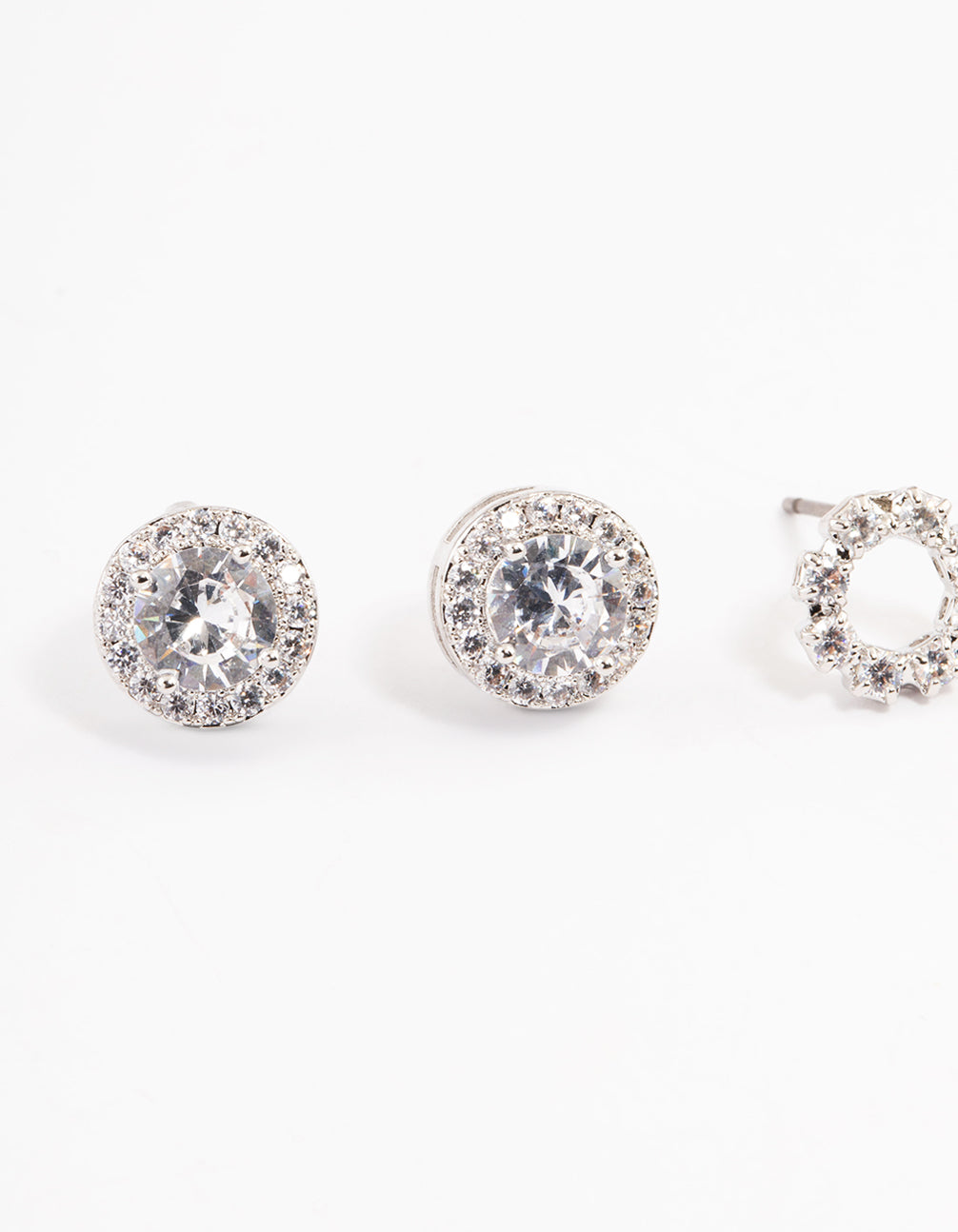 Silver Circle Cubic Zirconia Earrings Pack