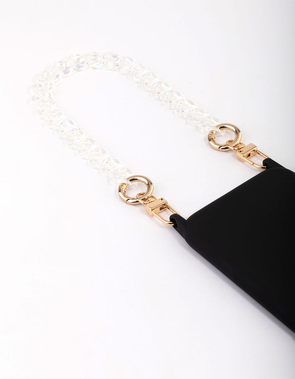 Clear Iridescent Chain Wrist Phone Strap