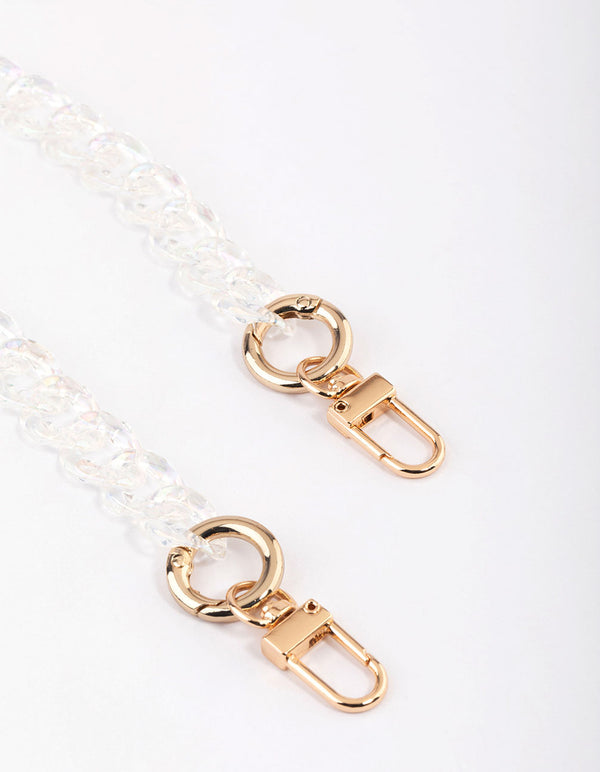 Clear Iridescent Chain Wrist Phone Strap