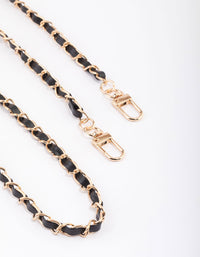 Black Faux Leather & Chain Crossbody Phone Strap - link has visual effect only
