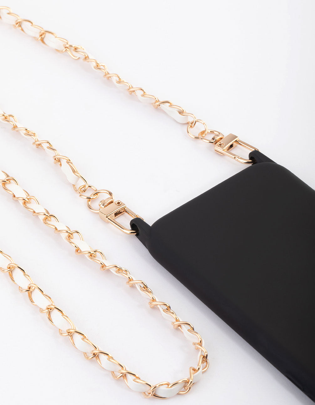 White Faux Leather & Chain Crossbody Phone Strap