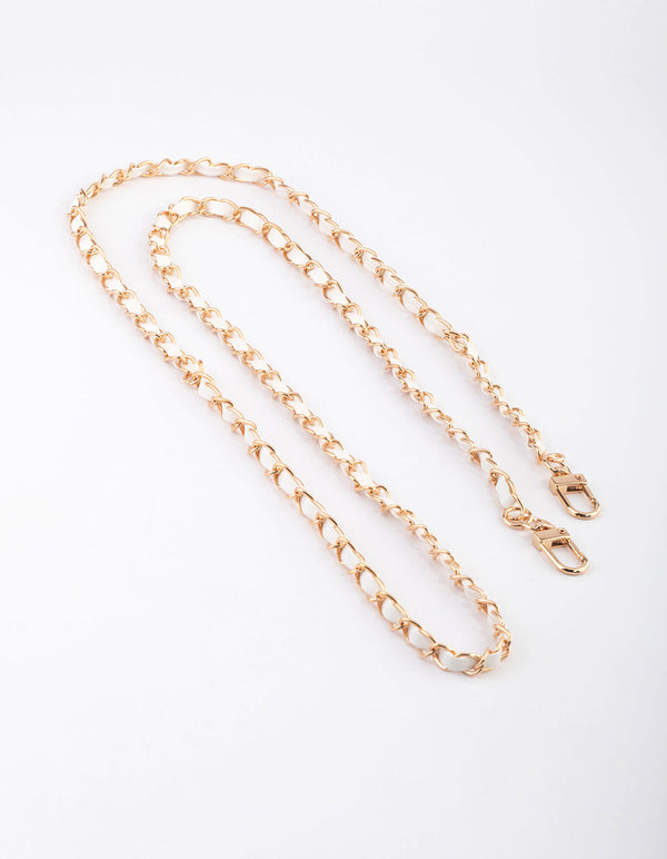 White Faux Leather & Chain Crossbody Phone Strap