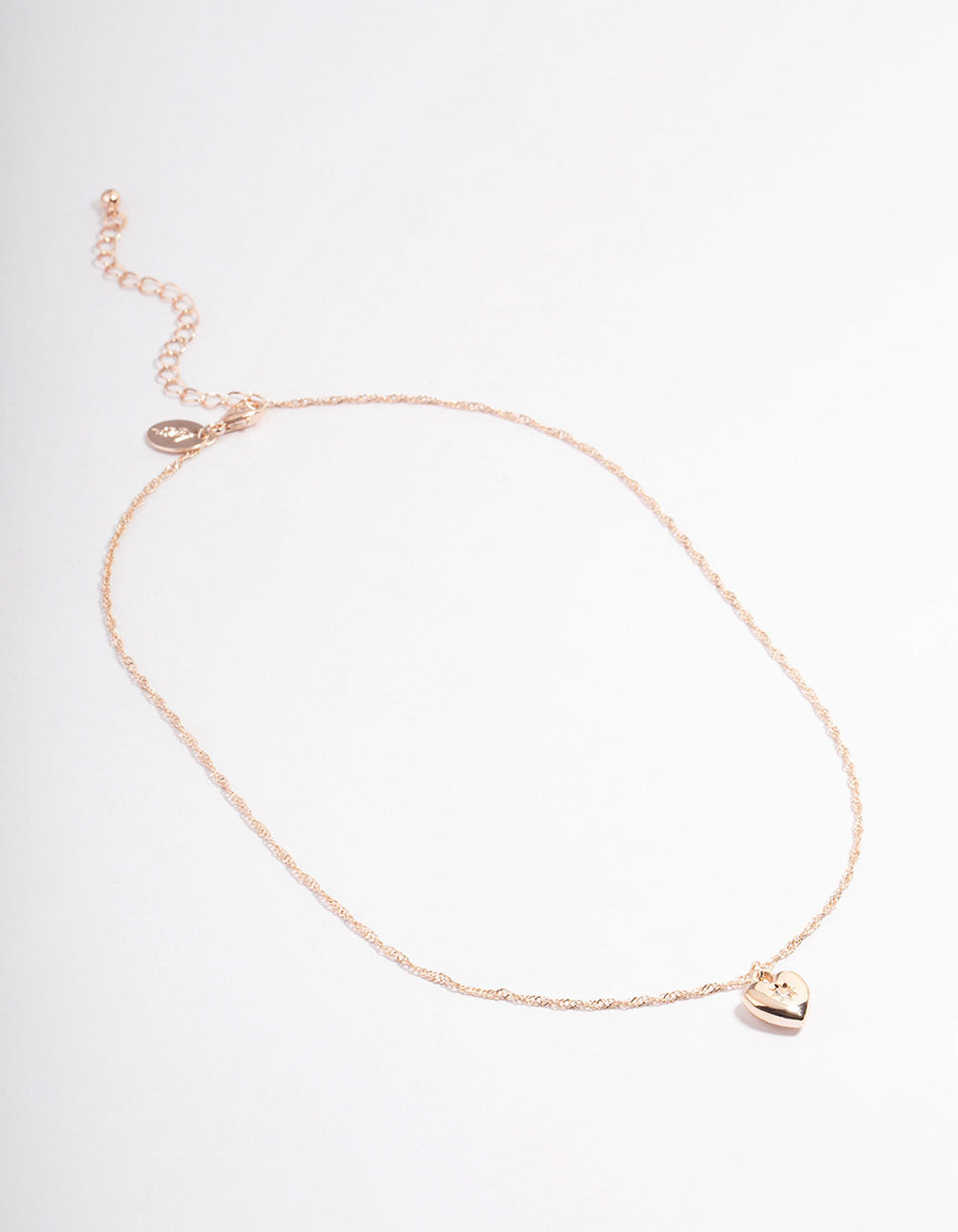 Rose Gold Plated Heart Pendant Twisted Chain Necklace