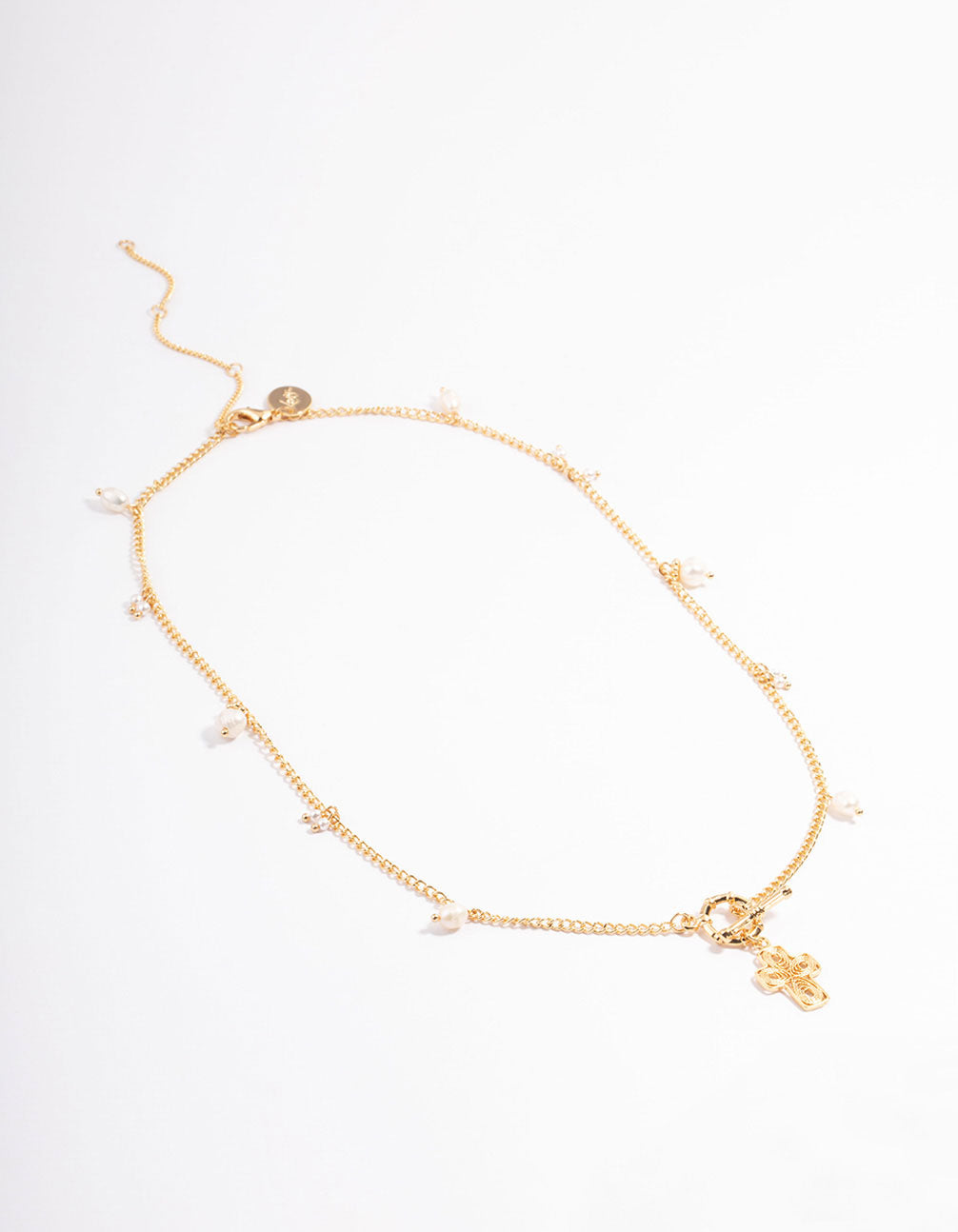 Gold Plated Freshwater Pearl Charm FOB Charm Necklace