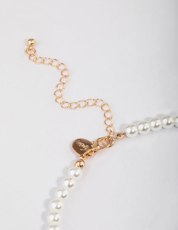 Gold Teardrop Pearl Necklace