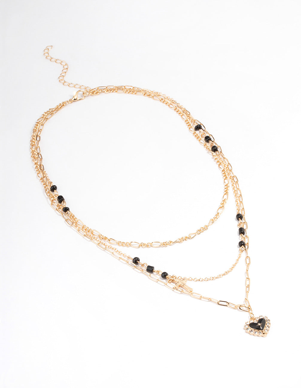 Gold Cross Heart Layered Necklace
