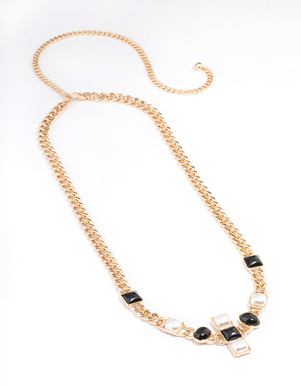 Gold Cross Pearl Belt Chain