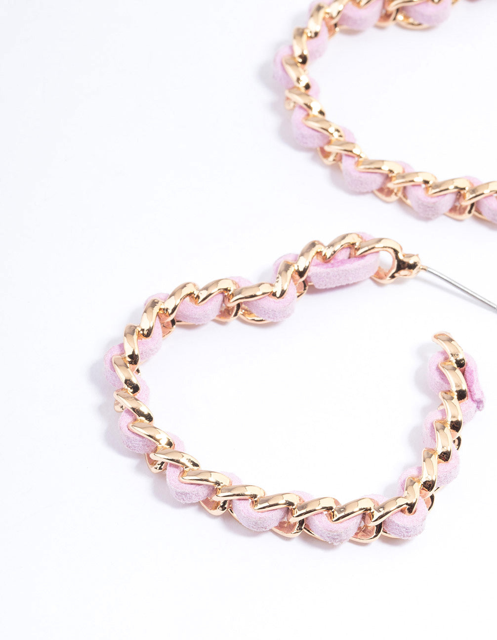 Gold & Pearl Suede Heart Hoop Earrings