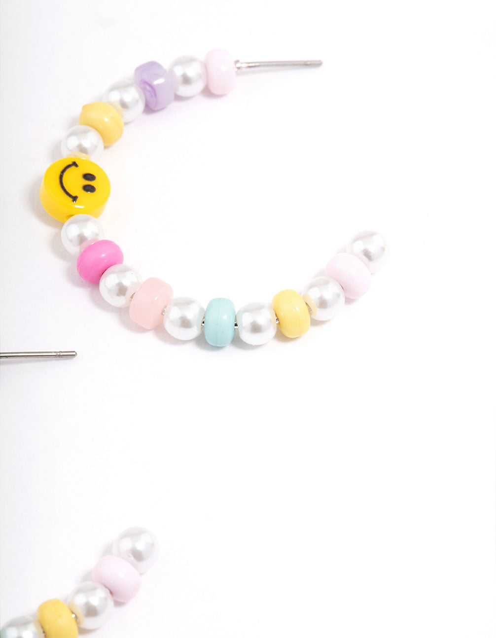 Silver Smiley Hoop Earrings