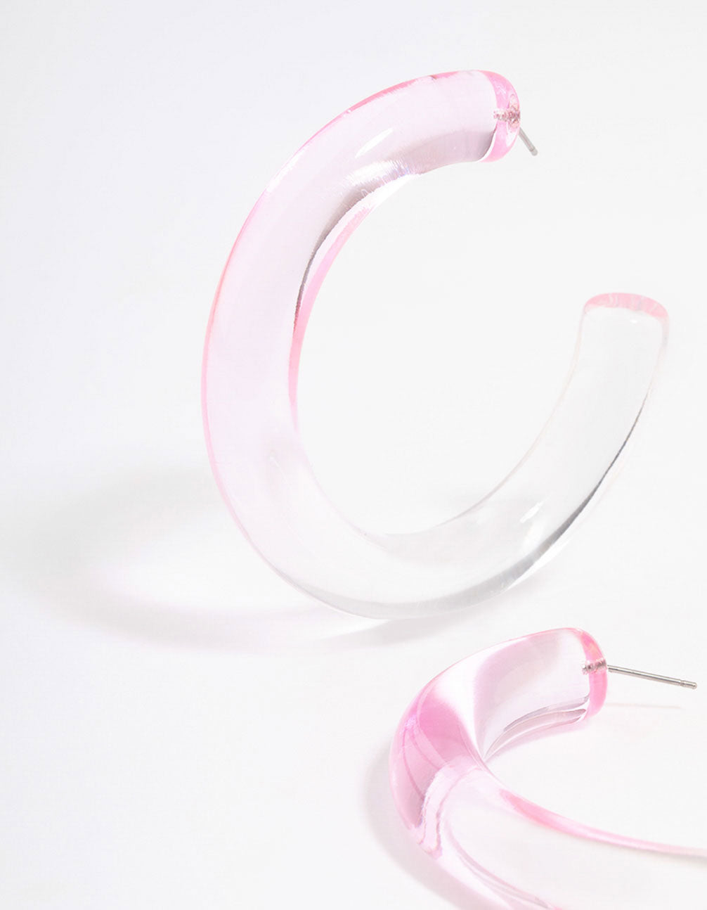 Plastic Pink Ombre Hoop Earrings