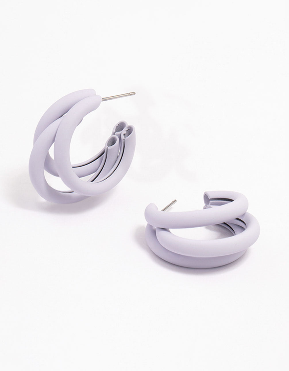 Lilac Coated Triangular Hoop Earrings