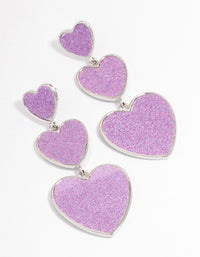 Silver Pink Heart Statement Earrings - link has visual effect only