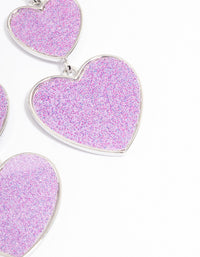 Silver Pink Heart Statement Earrings - link has visual effect only