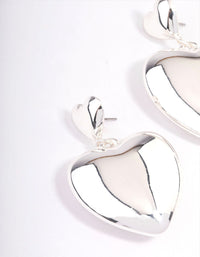 Silver Puffy Heart Statement Earrings - link has visual effect only
