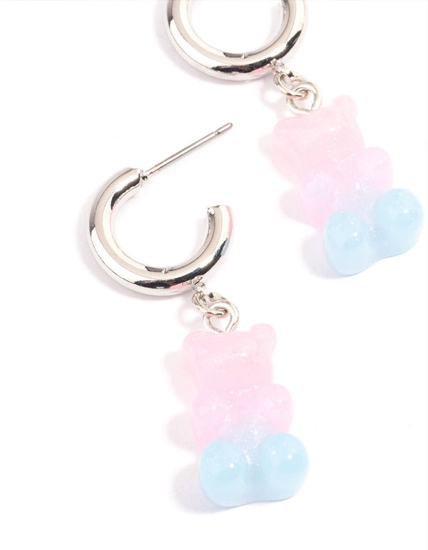 Silver Ombre Gummy Huggie Earrings