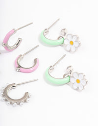 Silver & Green Heart Stacker Earrings - link has visual effect only