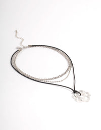 Silver Acrylic Flower Necklace - link has visual effect only