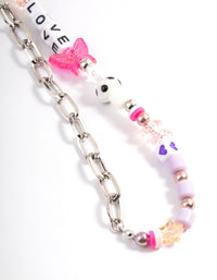 Silver Mixed Bead Chain Phone Charm - link has visual effect only