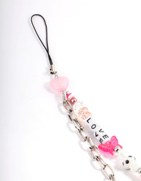 Silver Mixed Bead Chain Phone Charm - link has visual effect only
