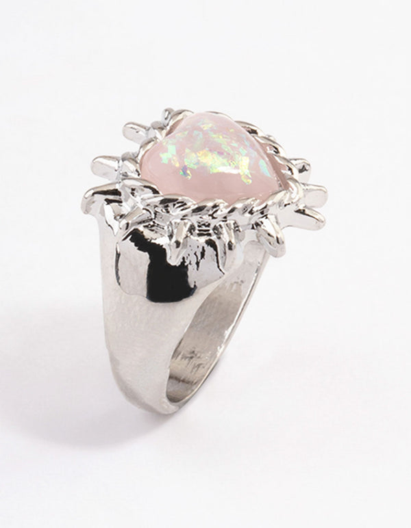 Silver Spark Heart Ring