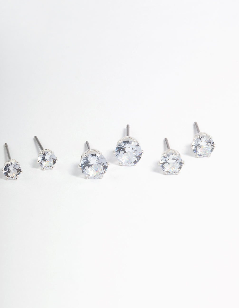 Silver Plated Cubic Zirconia Ascending Earrings 8-Pack