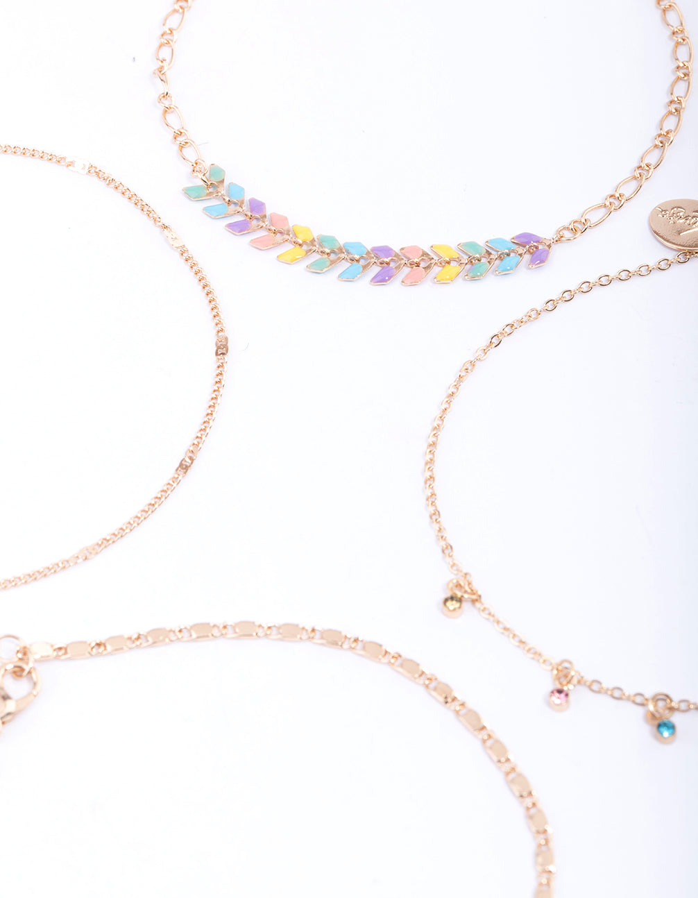 Gold Enamel Fishtail Anklet 4-Pack