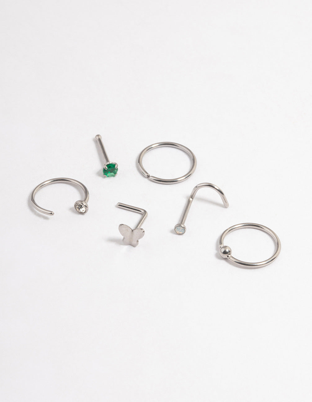 Surgical Steel Butterfly Green Nose 6-Pack