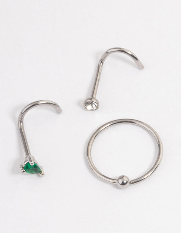 Surgical Steel Green Pear Nose Pack