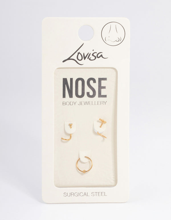 Gold Plated Surgical Steel Cross Nose Pack