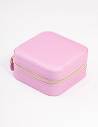Pink Smooth Faux Leather Compact Jewellery Box - link has visual effect only