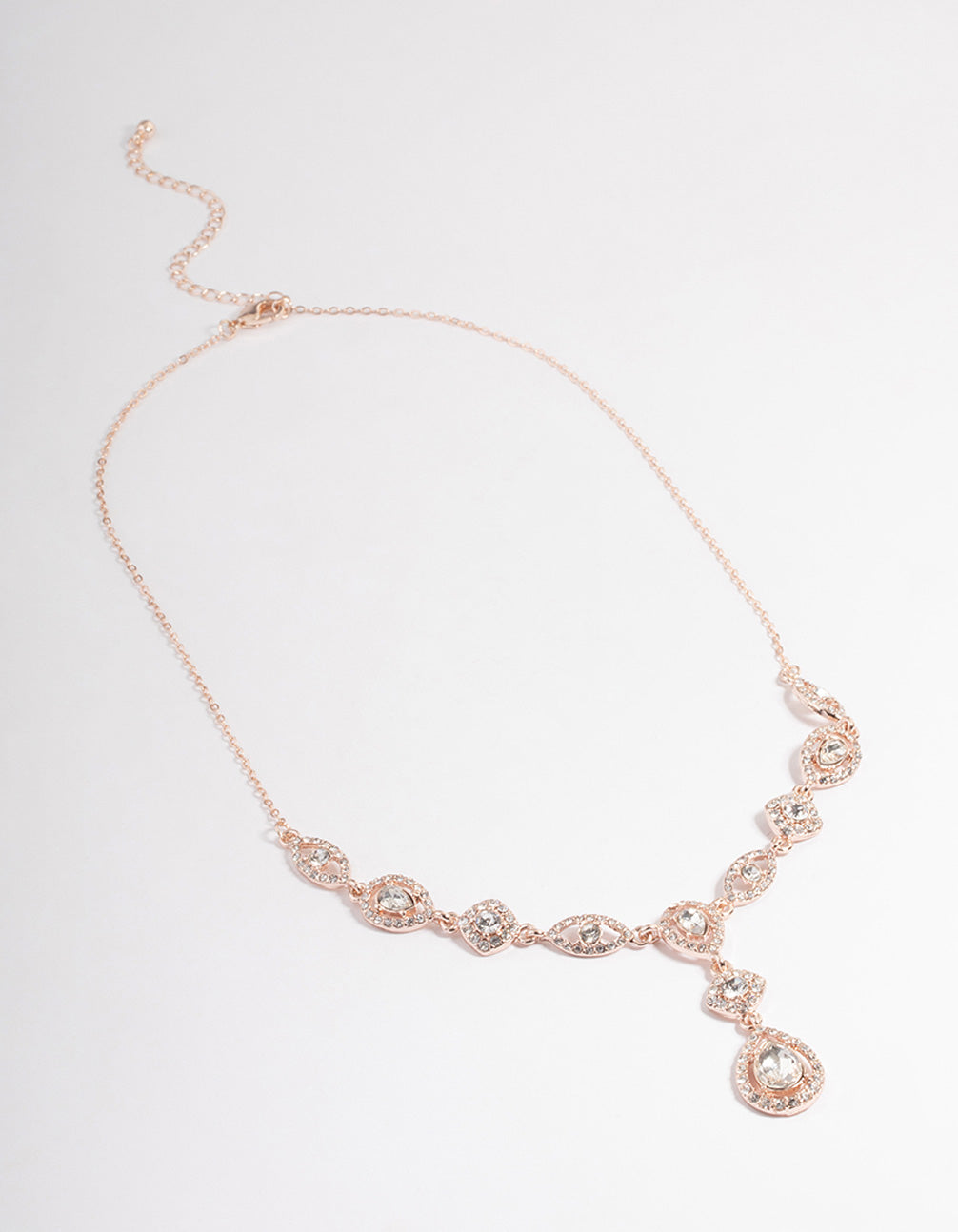 Rose Gold Teardrop & Eye Diamante Necklace