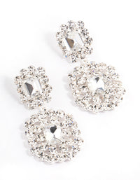 Silver Diamante Sparkle Double Drop Earrings - link has visual effect only