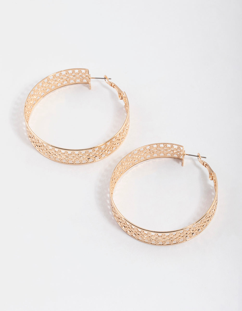 Gold Stamp Hoop Earrings 50mm