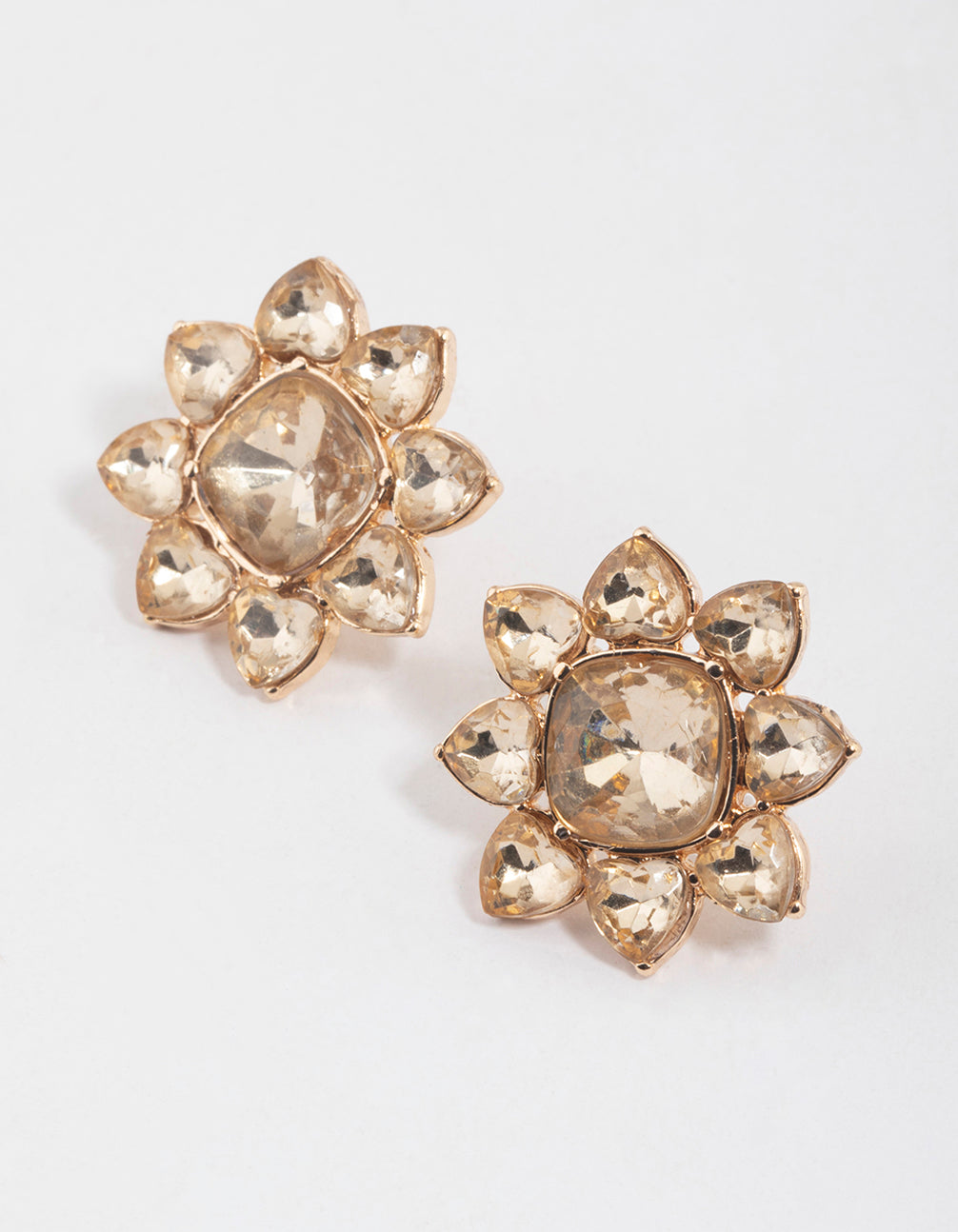 Gold Flower Sun Stud Earrings