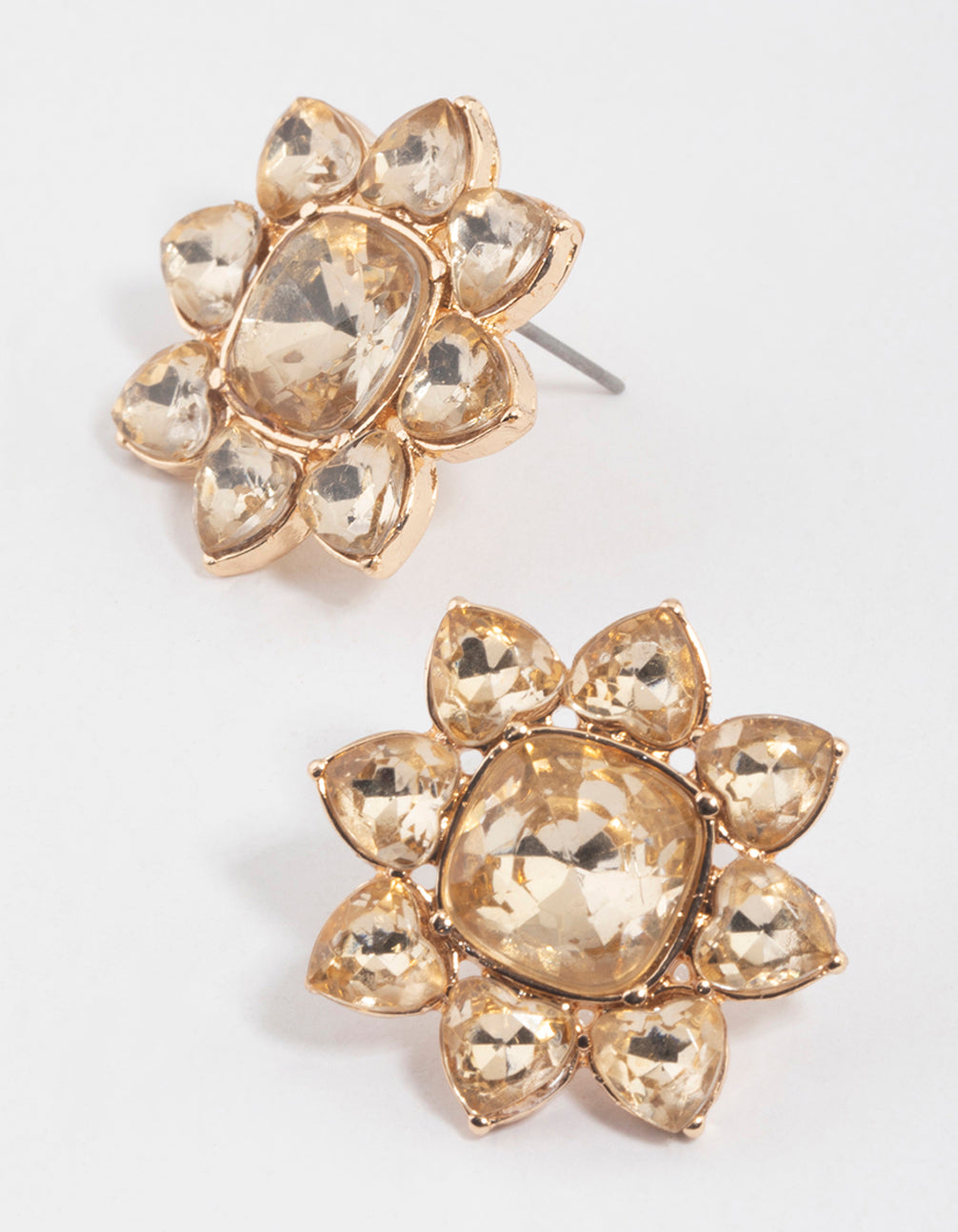Gold Flower Sun Stud Earrings