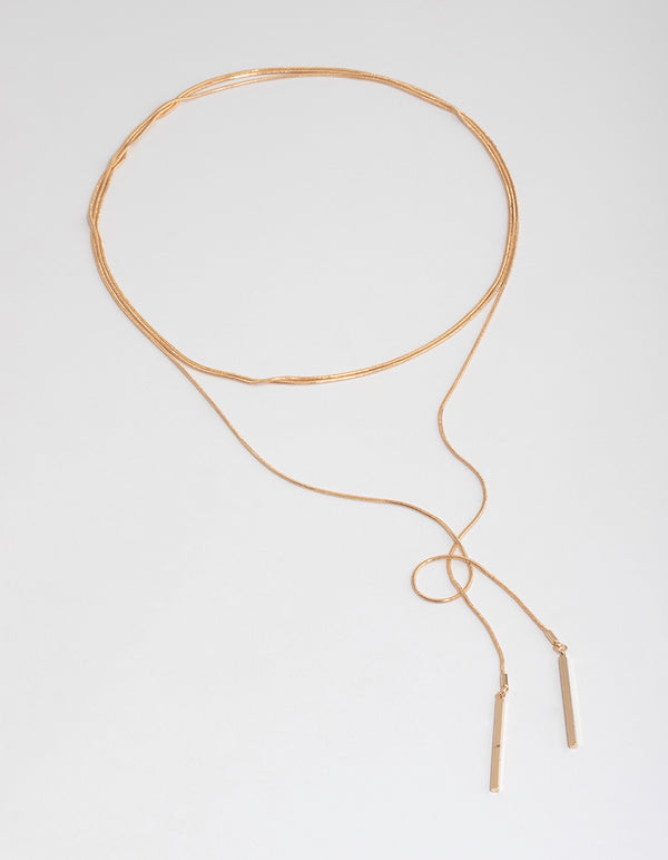 Gold Fine Round Snake Chain Scarf