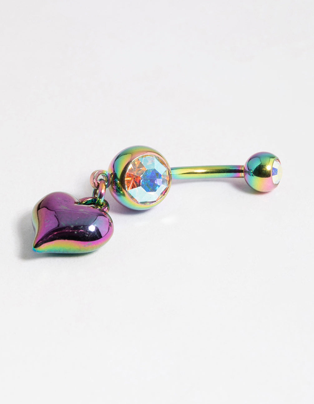 Purple Coated Surgical Steel Heart Belly Ring