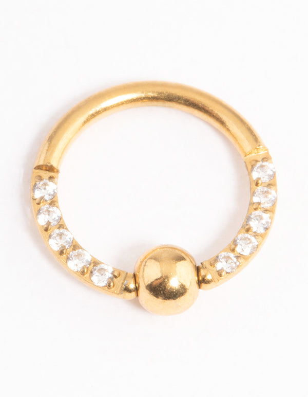 Gold Plated Surgical Steel Cubic Zirconia Bead Earring