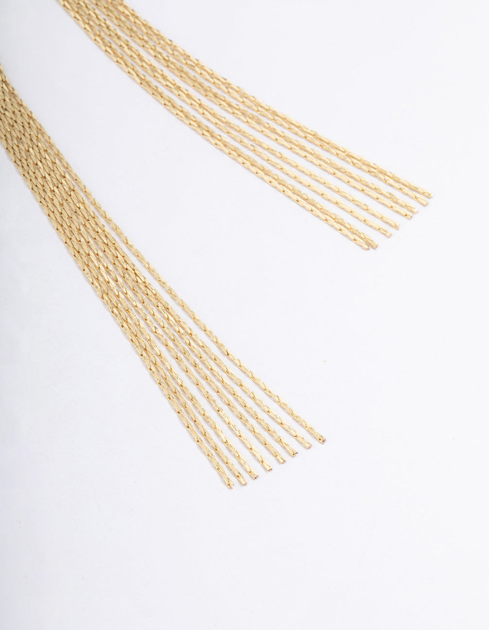 Gold Plated Long Tassel Huggie Earrings