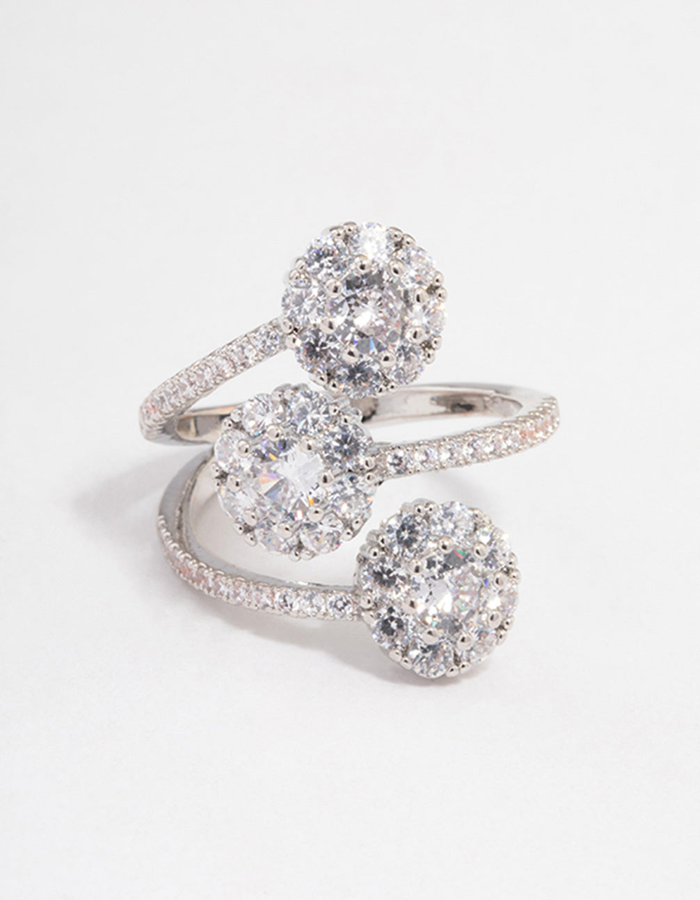 Silver Round Three Tier Ring