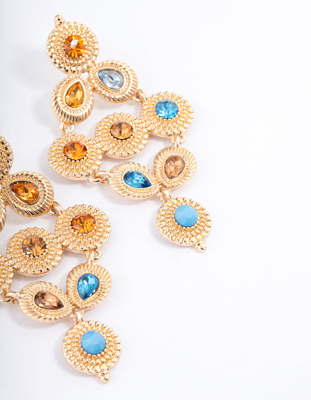 Gold Boho Mixed Stone Drop Earrings