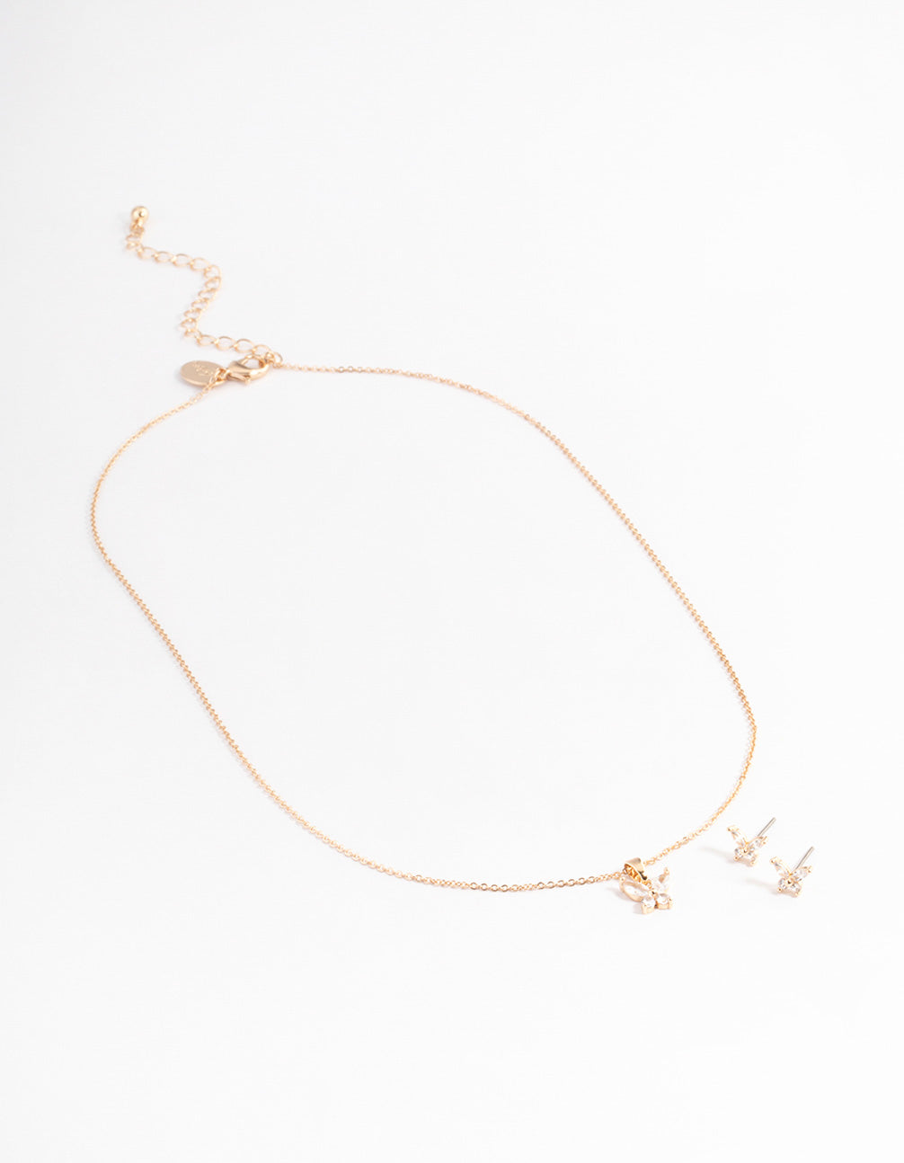Gold Cubic Zirconia Butterfly Jewellery Set