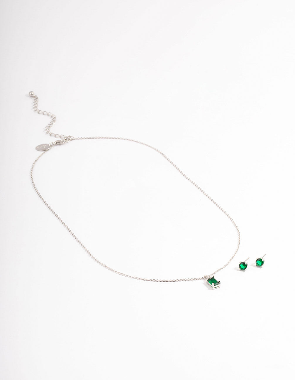 Silver Cubic Zirconia Emerald Jewellery Set