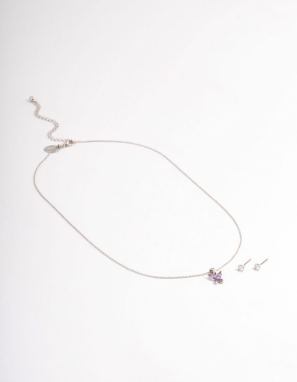 Silver Amethyst Butterfly Jewellery Set
