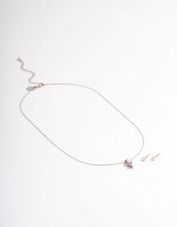 Silver Amethyst Butterfly Jewellery Set - link has visual effect only