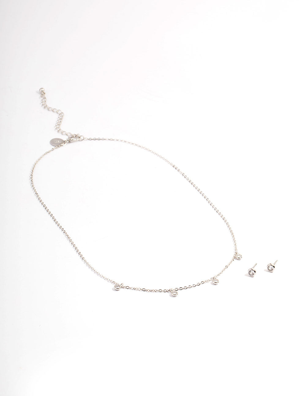 Silver Cubic Zirconia Bezel Charm Jewellery Set