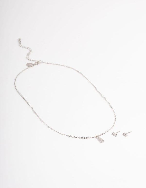 Silver Cubic Zirconia Trio Bezel Jewellery Set