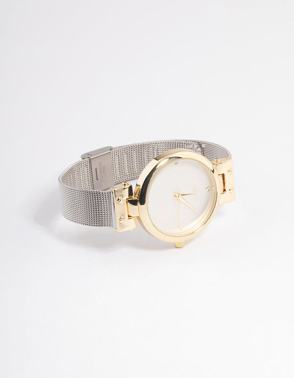 Mixed Metal Two-Toned Mesh Basic Watch