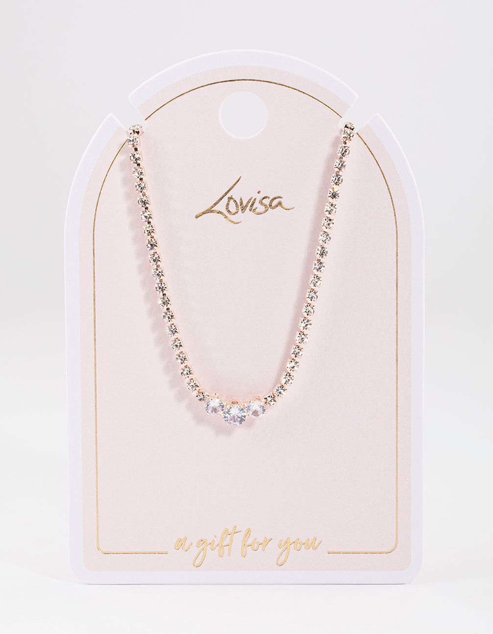 Rose Gold Cupchain Diamante Necklace